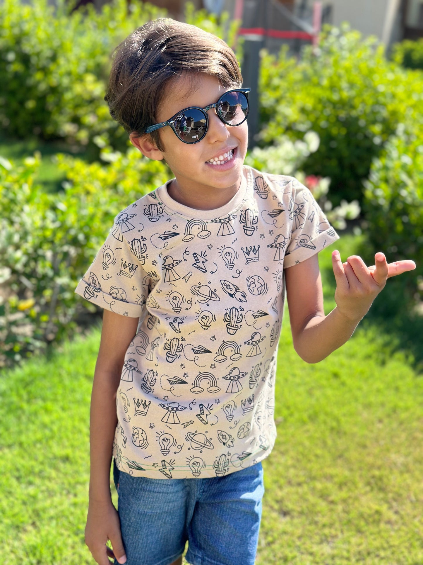 Icons T-shirt - Beige black