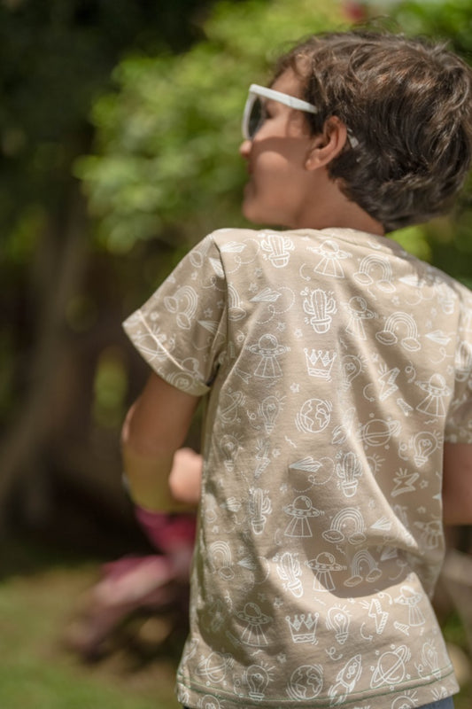 Icons T-shirt - Beige white