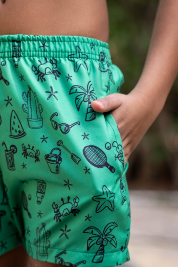 Sea-green swim-shorts